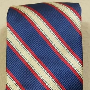 Hardie Amies Silk Tie Blue Red Beige Striped